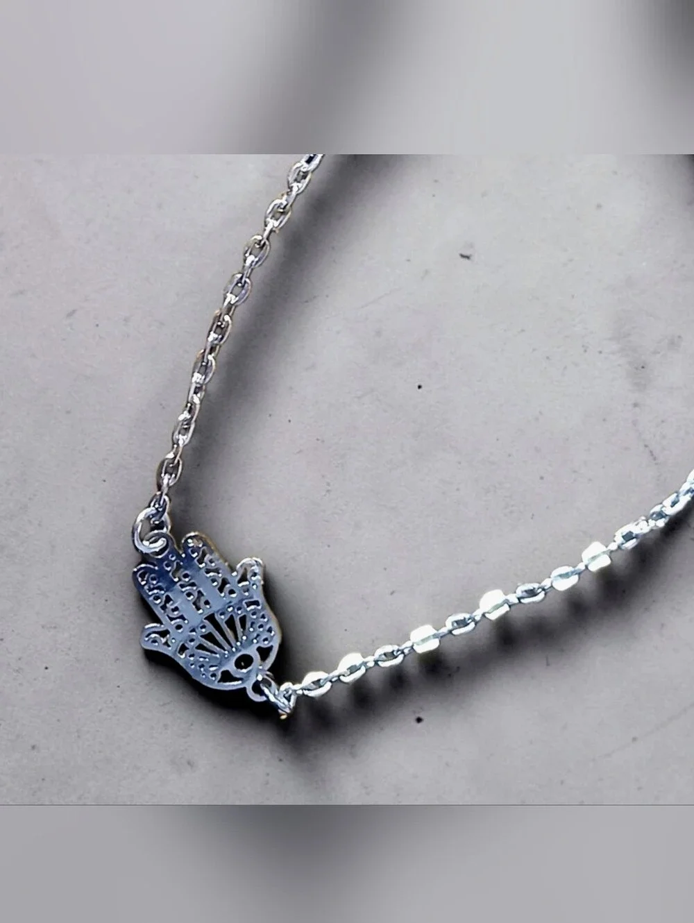 Silver Dainty Hamsa Bracelet | Adjustable Boho Charm Bracelet